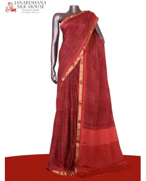 Pure Floral Zari Crepe Silk Sa..