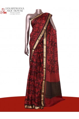 Pure Floral Zari Crepe Silk Sa..