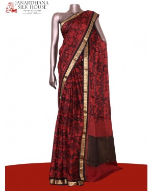 Pure Floral Zari Crepe Silk Sa..