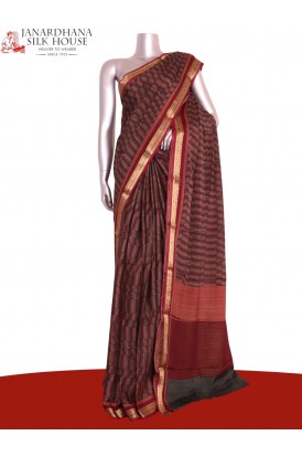 Pure Floral Zari Crepe Silk Sa..