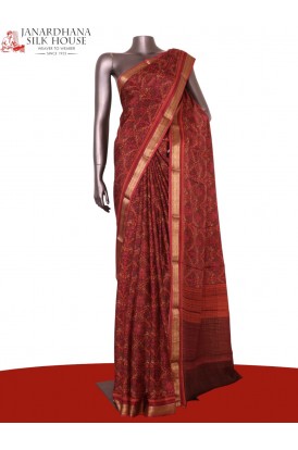 Pure Floral Zari Crepe Silk Sa..