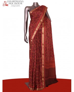 Pure Floral Zari Crepe Silk Sa..