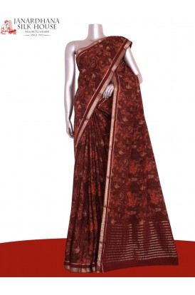 Pure Floral Zari Crepe Silk Sa..