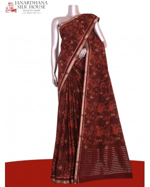 Pure Floral Zari Crepe Silk Sa..