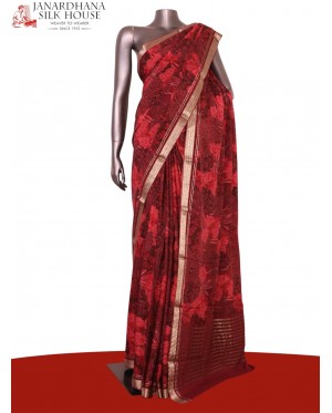 Pure Floral Zari Crepe Silk Sa..
