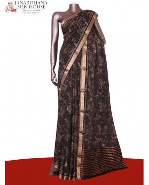 Pure Floral Zari Crepe Silk Sa..