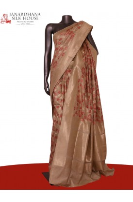 Designer Floral Handloom Tussar Silk Saree