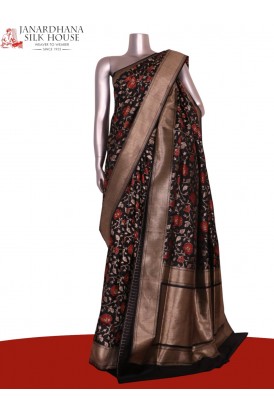 Designer Floral Handloom Tussar Silk Saree