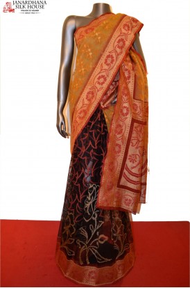 Exquisite Grand Patli Handloom Banarasi Kora Silk Saree 