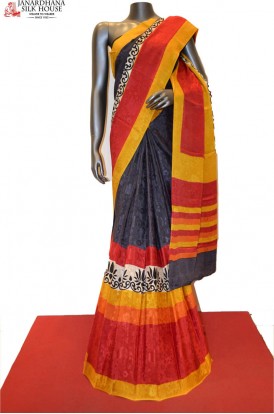 Stylish Jacquard Printed Pure Crepe Silk Saree