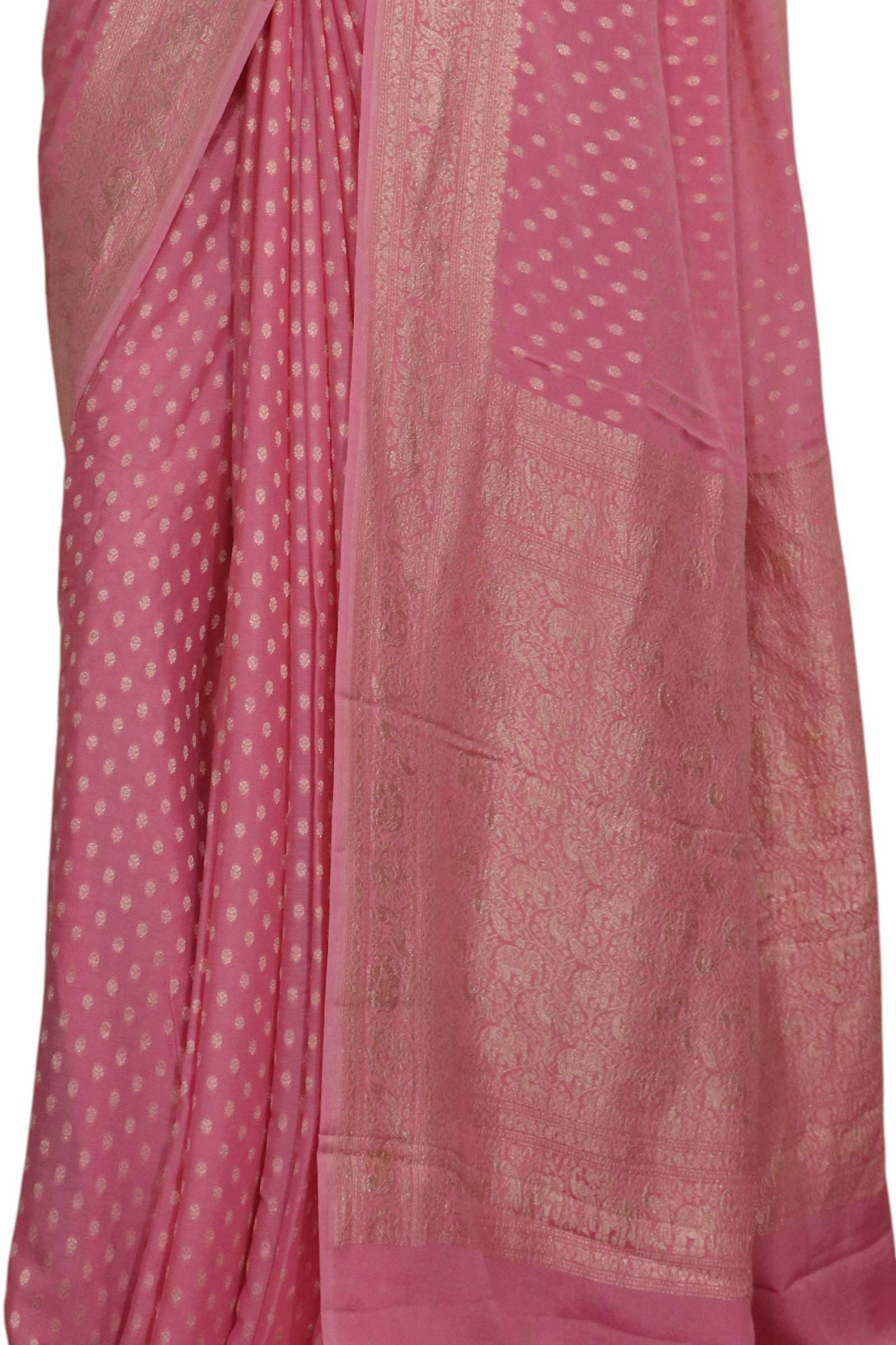 Pure Handloom Zari Butta Banarasi Crepe Silk Saree AL206627 Pure Handloom Zari Butta Banarasi Crepe Silk Saree AL206627