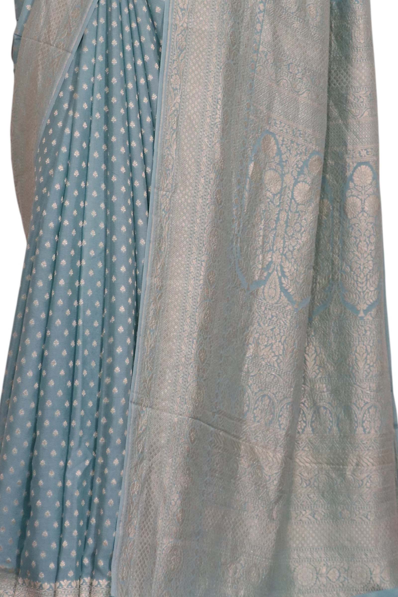 Pure Handloom Zari Butta Banarasi Crepe Silk Saree AL206640 Pure Handloom Zari Butta Banarasi Crepe Silk Saree AL206640