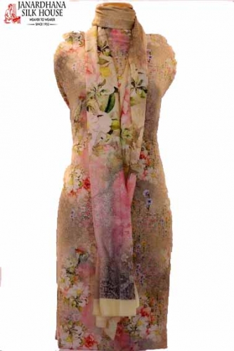 Designer Italian Crepe Silk Suit. Top & Dupatta
