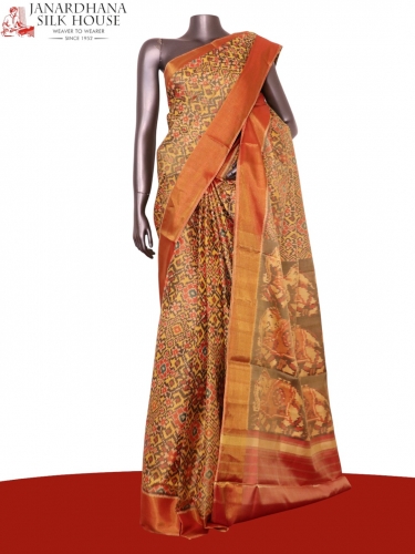 Pure Handloom Patola Ikat Silk Saree