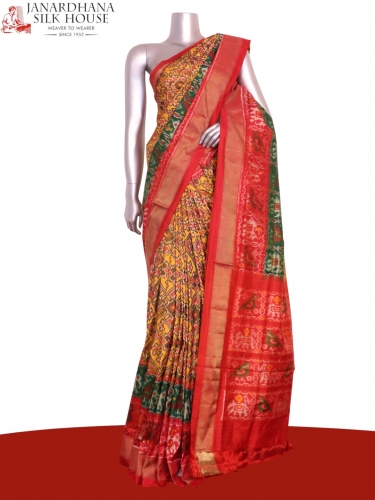 Pure Handloom Patola Ikat Silk Saree