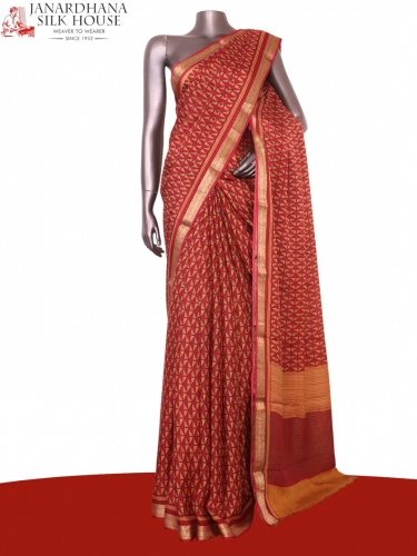 Pure Floral Zari Crepe Silk Saree